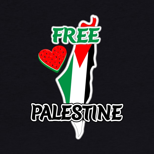 Free Palestine - Map and Watermelon Logo by BluedarkArt